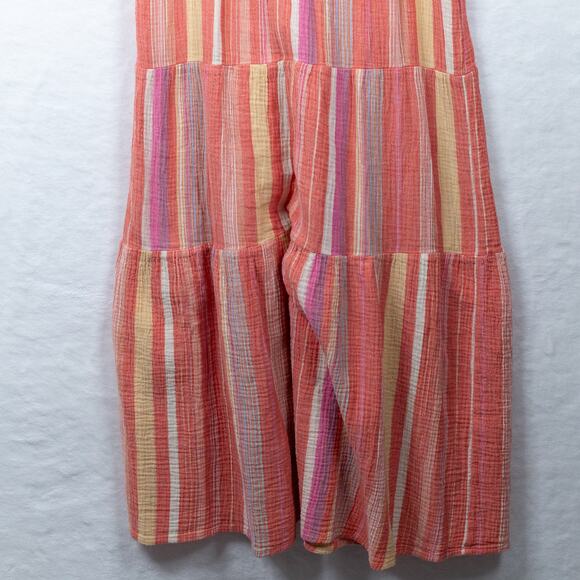 MARINE LAYER‎ Corinne Tiered Chambray Cotton Maxi Dress Colorful Coastal Sz S - Picture 6 of 9